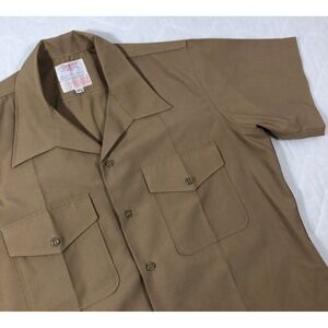 Creighton USMC Shirt Men's Large 16-16 1/2 Brown Short Sleeve Marines Military